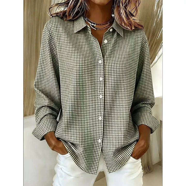 Illyssia - Klassisk gingham-ternet skjortebluse