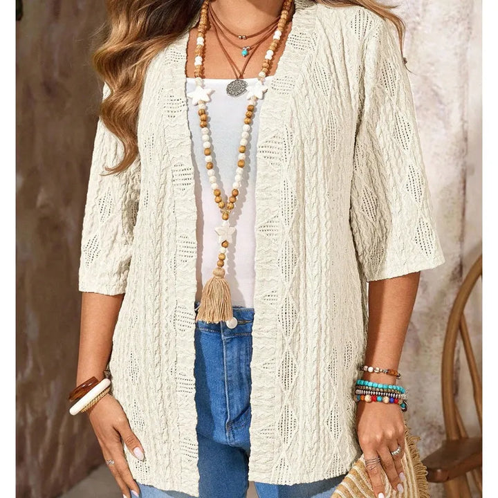 Delienne - Ultrablød pointelle strikcardigan
