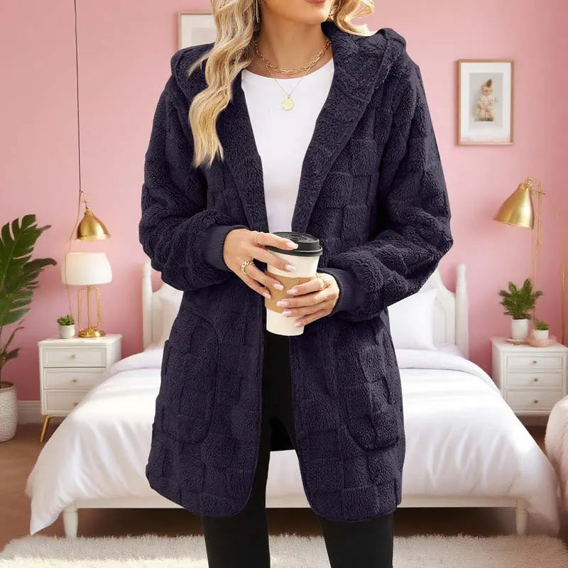 Zinnabelle - Plysset cardigan med hætte