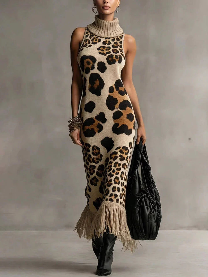 Orla - Tekstureret maxikjole i leopardprint