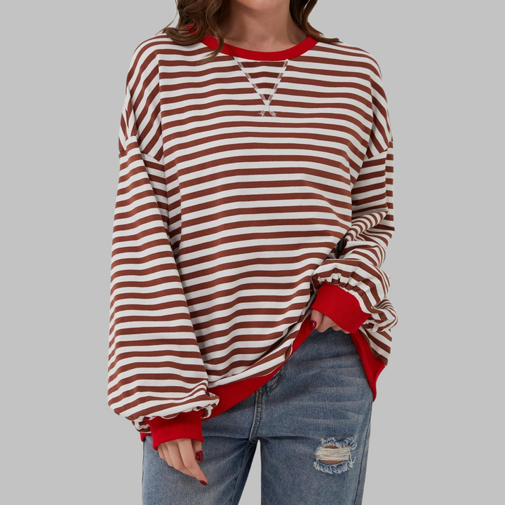 Adelia - Langærmet stribet sweatshirt i soft touch
