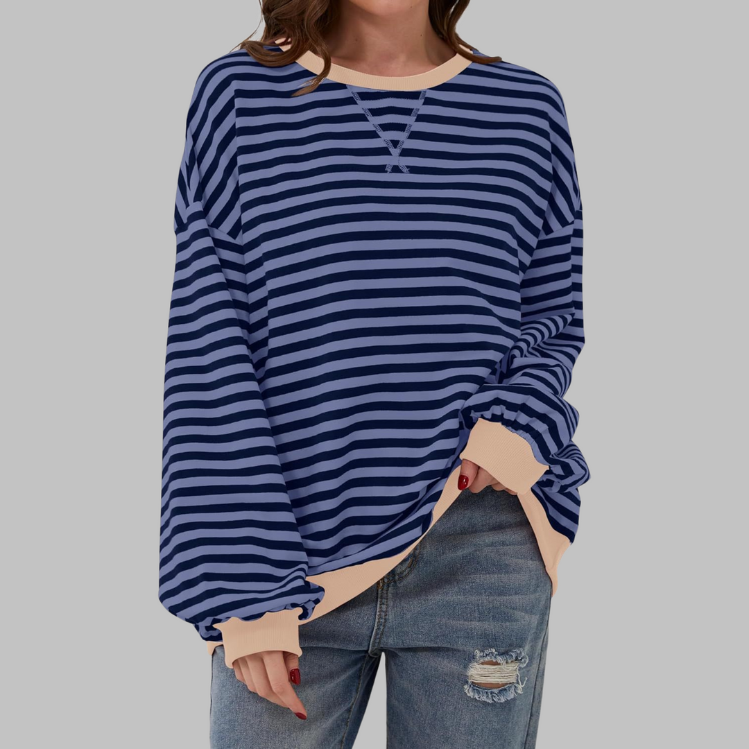 Adelia - Langærmet stribet sweatshirt i soft touch