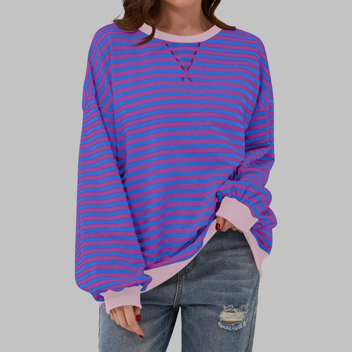 Adelia - Langærmet stribet sweatshirt i soft touch