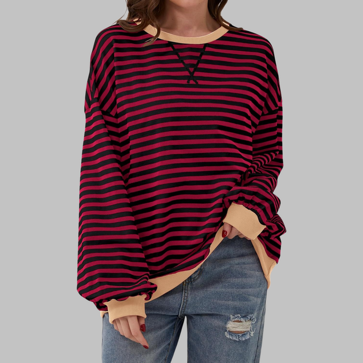 Adelia - Langærmet stribet sweatshirt i soft touch
