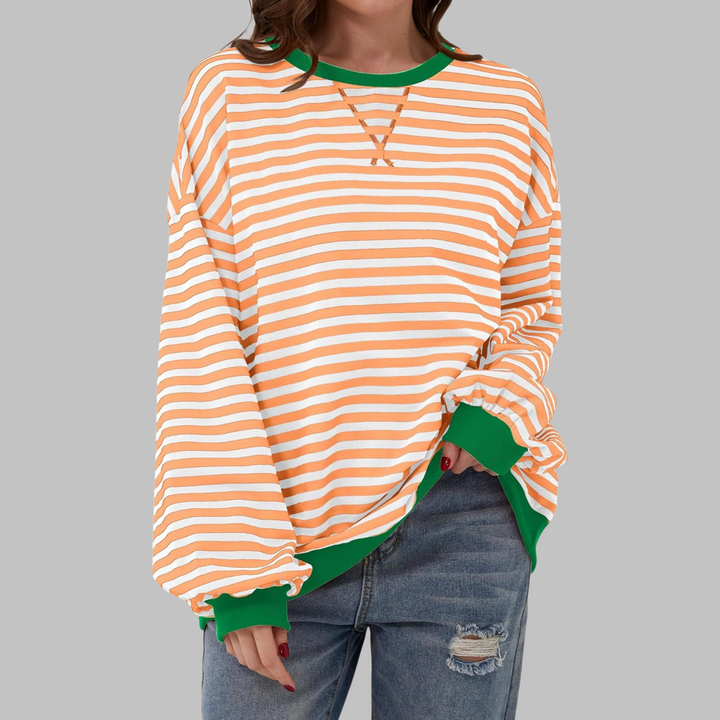 Adelia - Langærmet stribet sweatshirt i soft touch