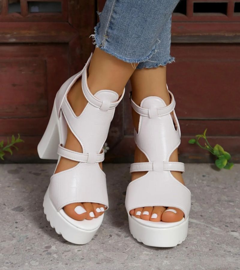 Elestine - Skulpturelle gladiatorsandaler med plateau
