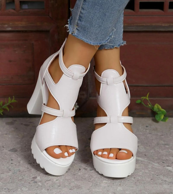Elestine - Skulpturelle gladiatorsandaler med plateau
