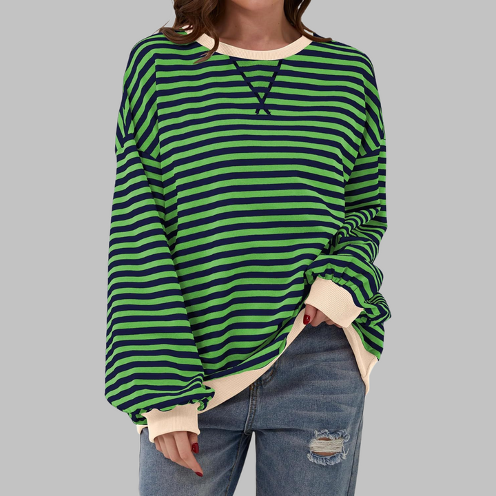 Adelia - Langærmet stribet sweatshirt i soft touch