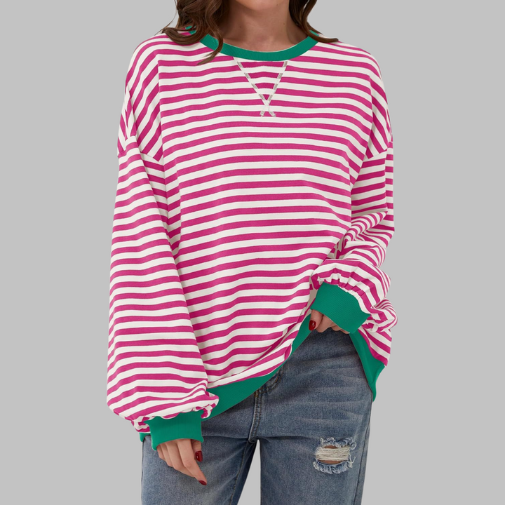 Adelia - Langærmet stribet sweatshirt i soft touch