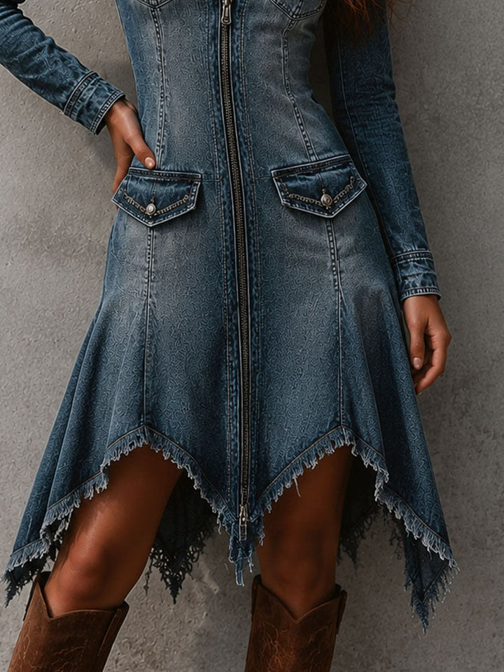 Damarine - Eksklusiv boho-western midikjole