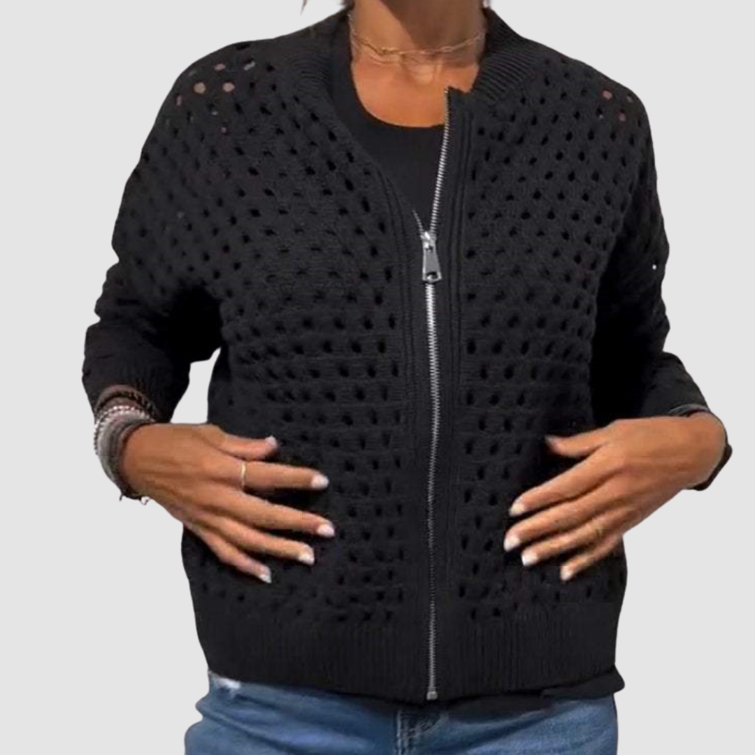 Kaelina - blød cardigan med lynlås