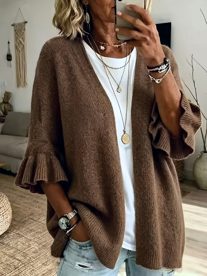Acelynn - Soft touch cardigan med flæseærmer