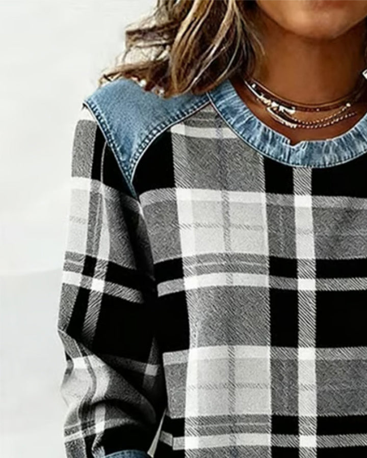 Adair - Afslappet ternet rundhalset sweatshirt