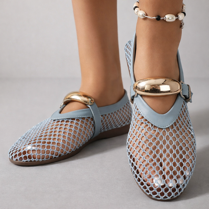 Auberine - Polstrede Mary Jane-ballerinaer