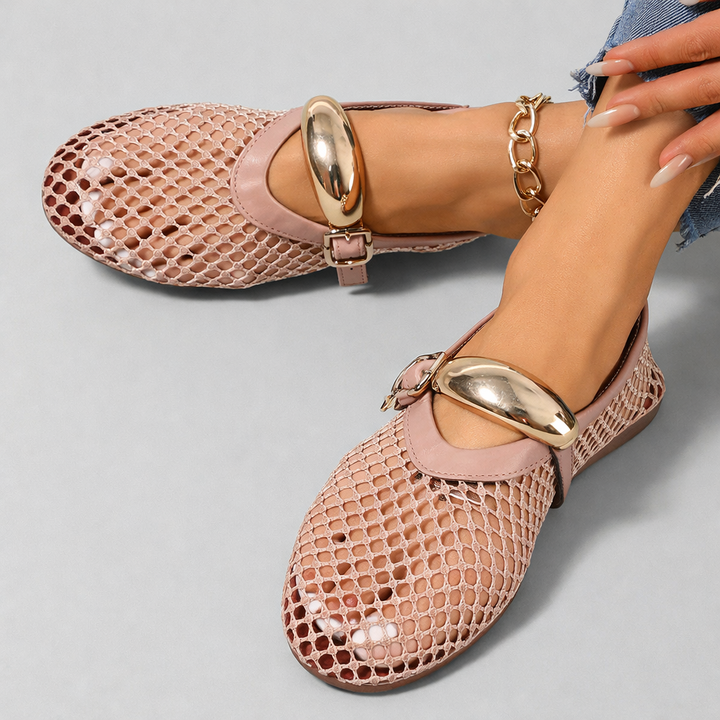 Auberine - Polstrede Mary Jane-ballerinaer