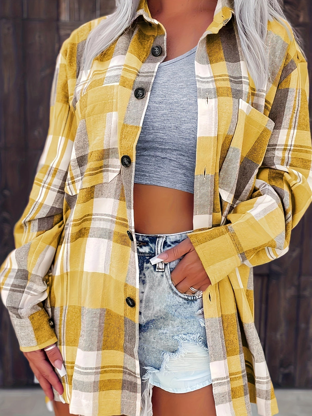 Nadira - Let gingham-ternet skjorte
