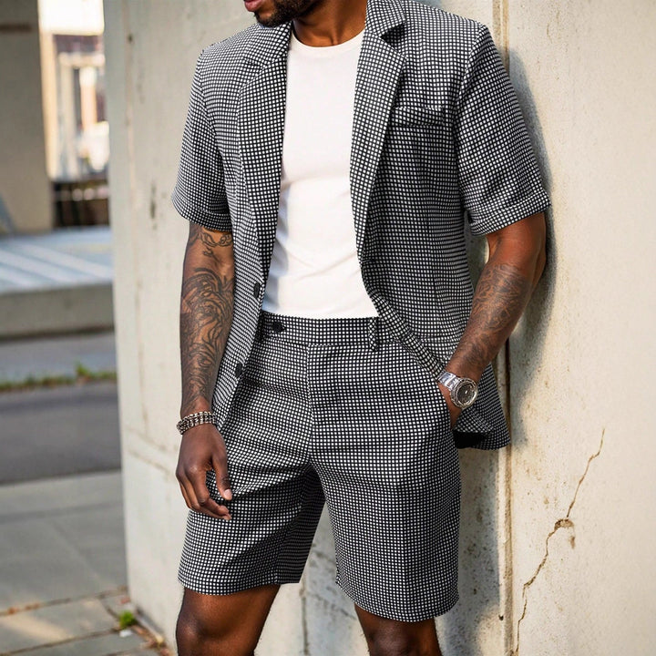 Rufus - Skræddersyet ternet blazer- og shorts-sæt