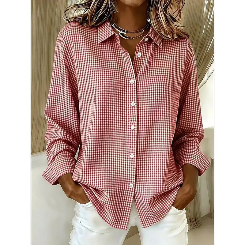 Illyssia - Klassisk gingham-ternet skjortebluse