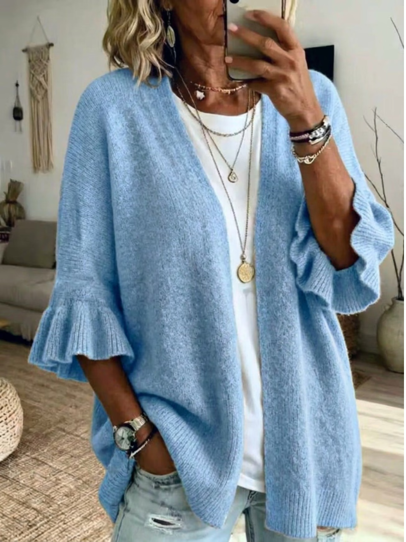 Acelynn - Soft touch cardigan med flæseærmer