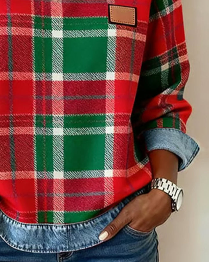 Adair - Afslappet ternet rundhalset sweatshirt