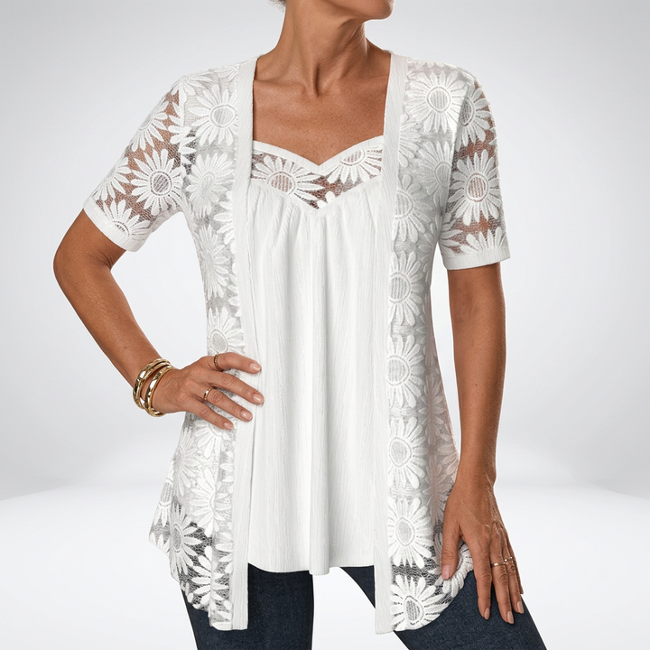 Lucette - Elegant bluse med blondedetaljer