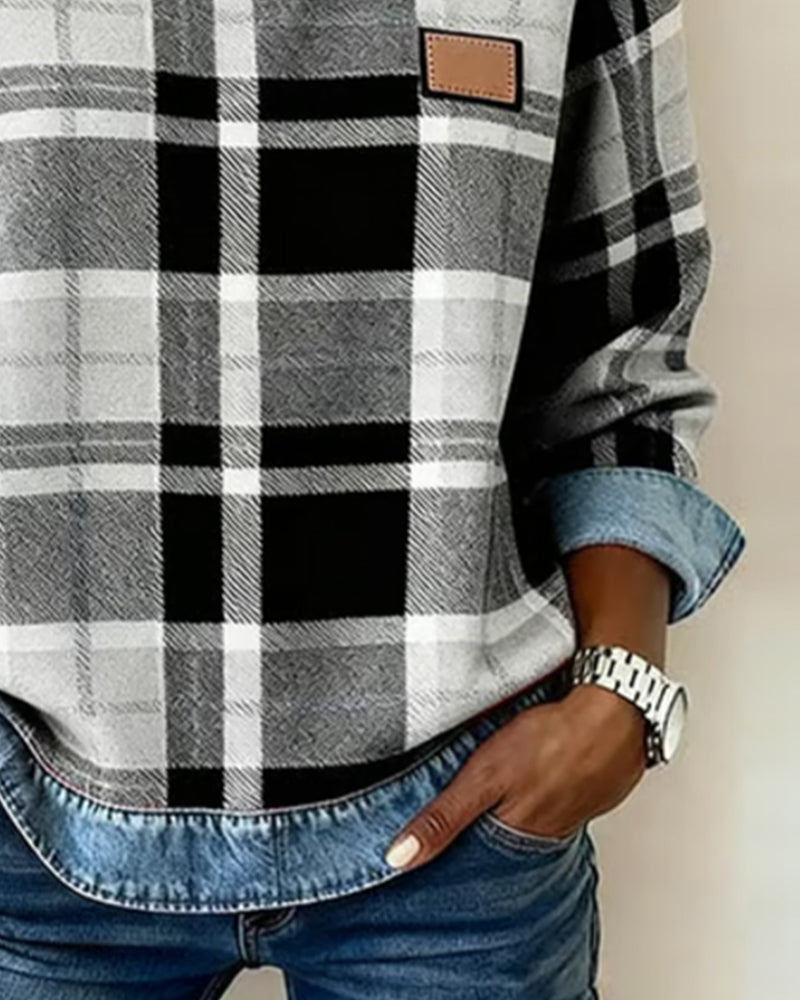 Adair - Afslappet ternet rundhalset sweatshirt
