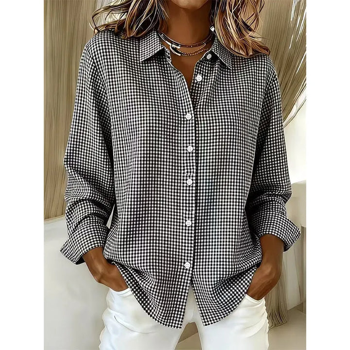 Illyssia - Klassisk gingham-ternet skjortebluse