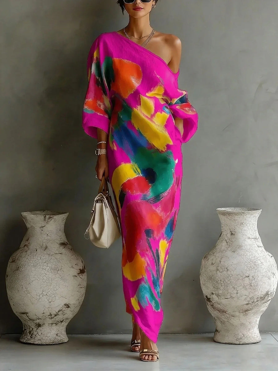 Adoressa - Skulpturel one-shoulder maxikjole