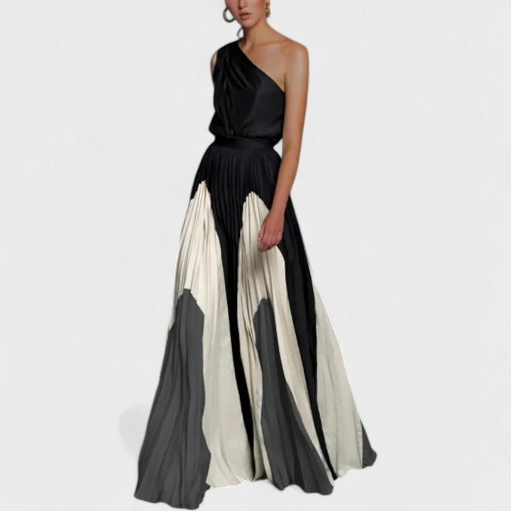 Elysia - Elegant plisseret one-shoulder-kjole