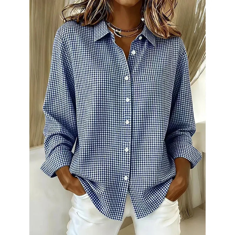 Illyssia - Klassisk gingham-ternet skjortebluse