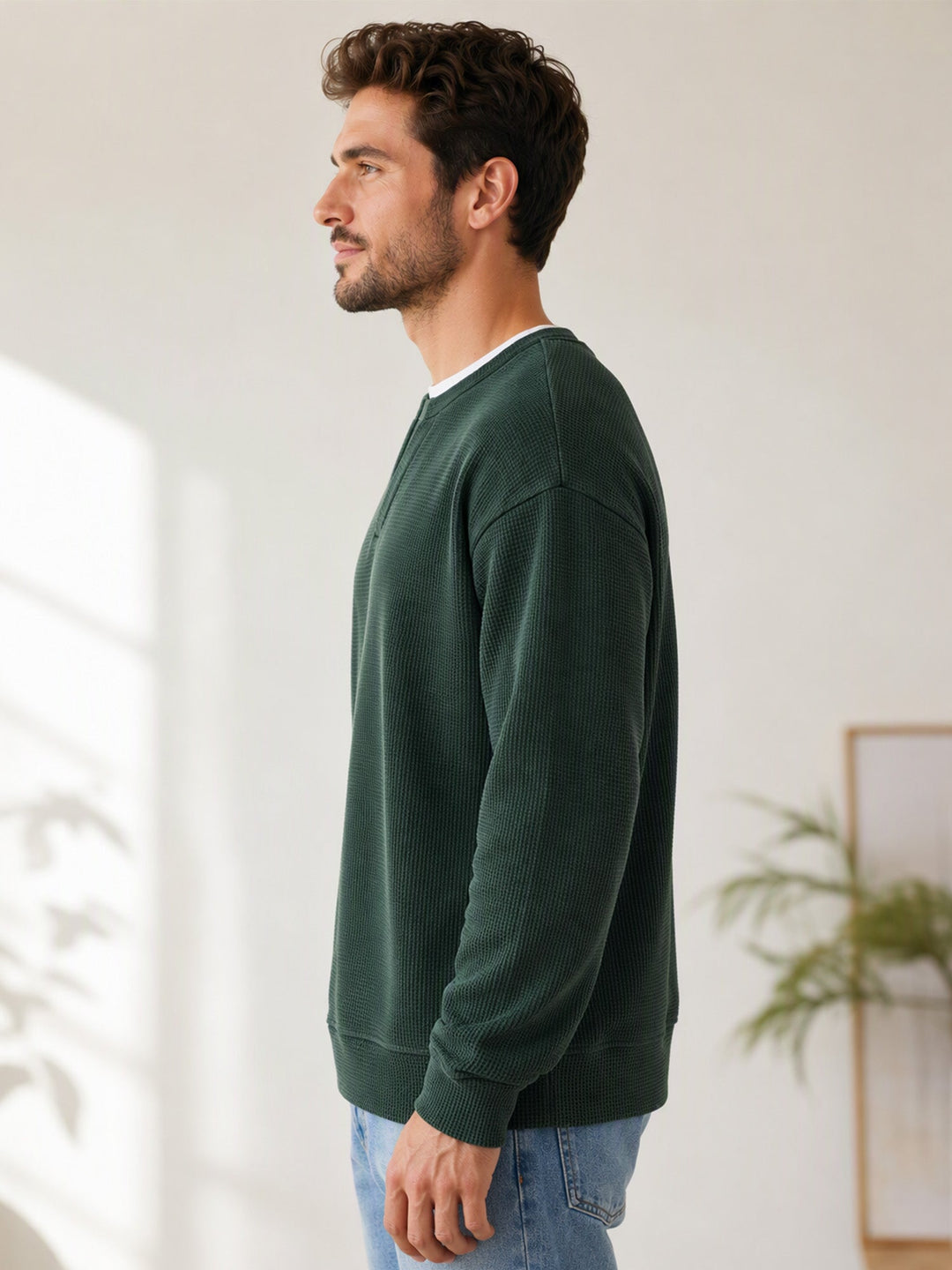 Oswald - Langærmet T-shirt i vaffelstruktur