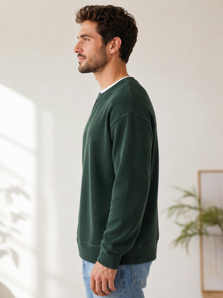 Oswald - Langærmet T-shirt i vaffelstruktur