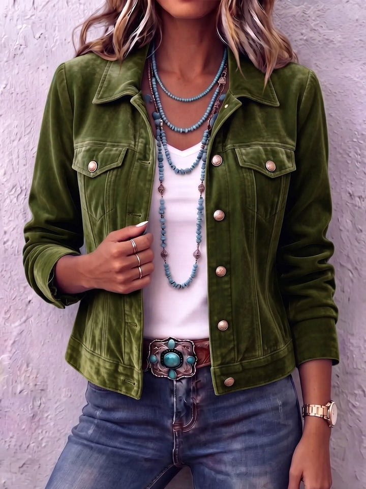 Amandria - vintagevasket jakke med knaplukning