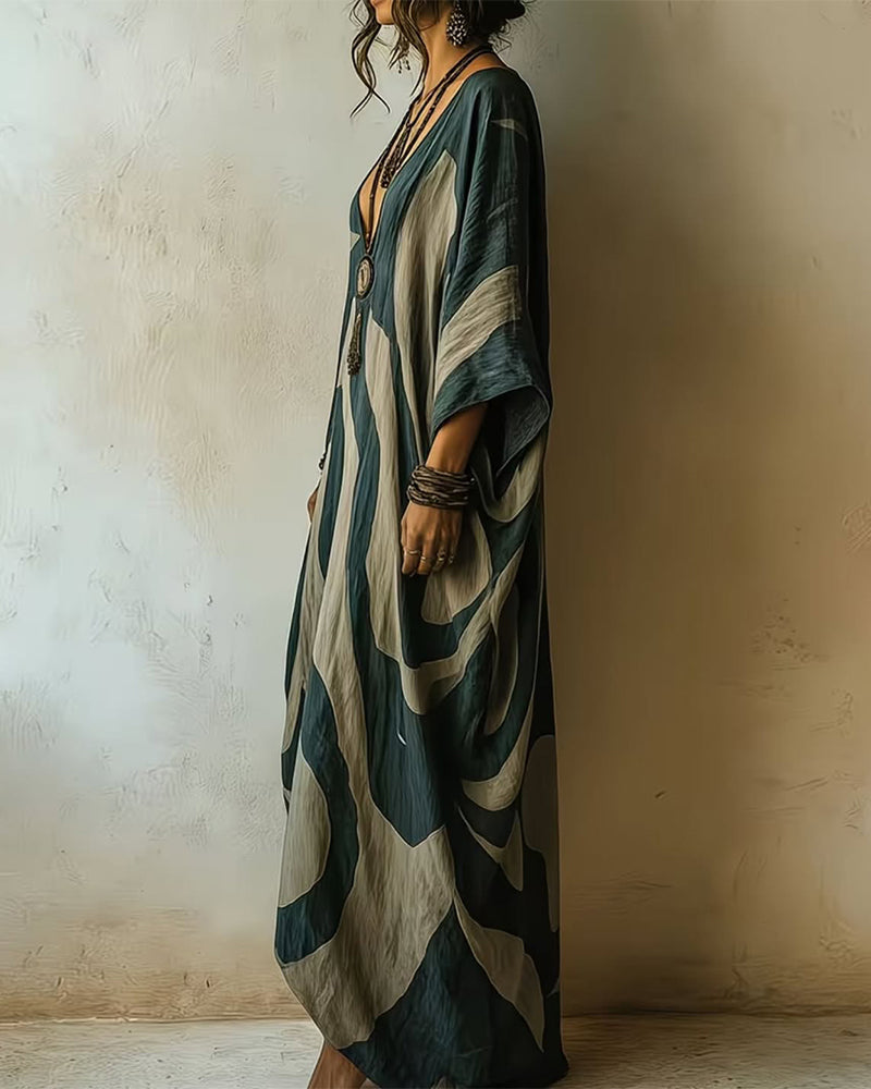 Aramina - Luksuriøs printet maxikaftan