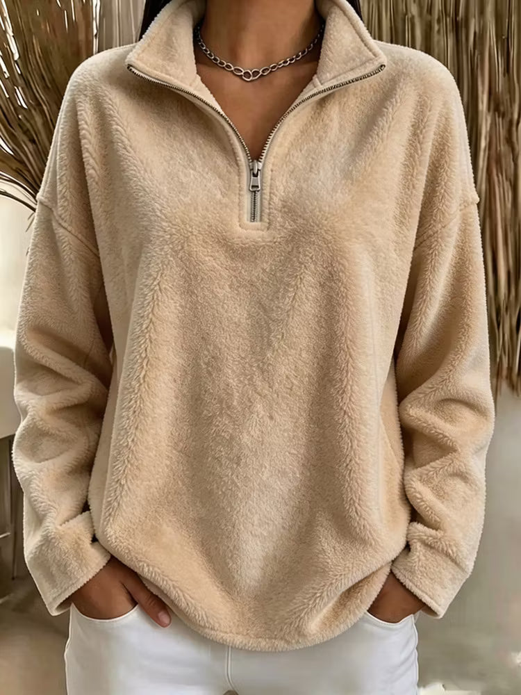 Tiana - Afslappet fleece-sweatshirt med høj hals
