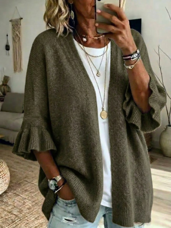 Acelynn - Soft touch cardigan med flæseærmer