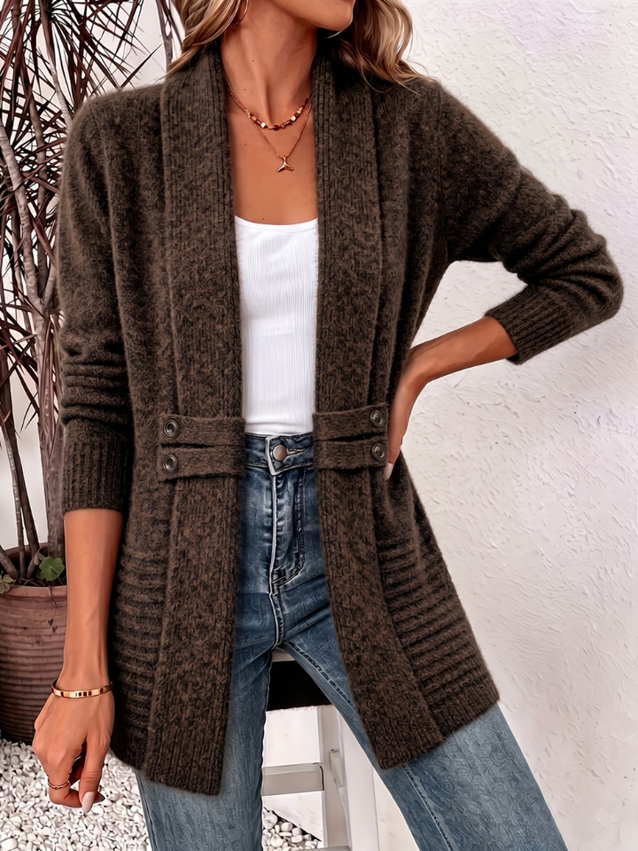 Abella - Blød åbenstrikket cardigan