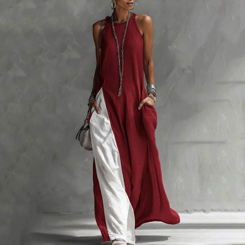 Zarella - Soft-touch colorblock maxikjole