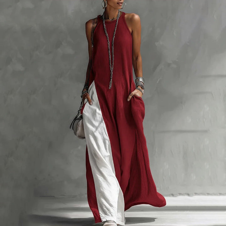 Zarella - Soft-touch colorblock maxikjole