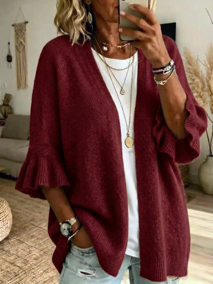 Acelynn - Soft touch cardigan med flæseærmer