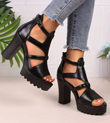 Elestine - Skulpturelle gladiatorsandaler med plateau