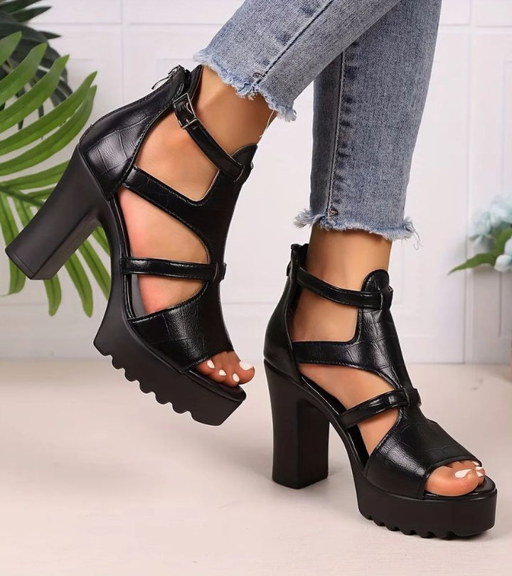 Elestine - Skulpturelle gladiatorsandaler med plateau