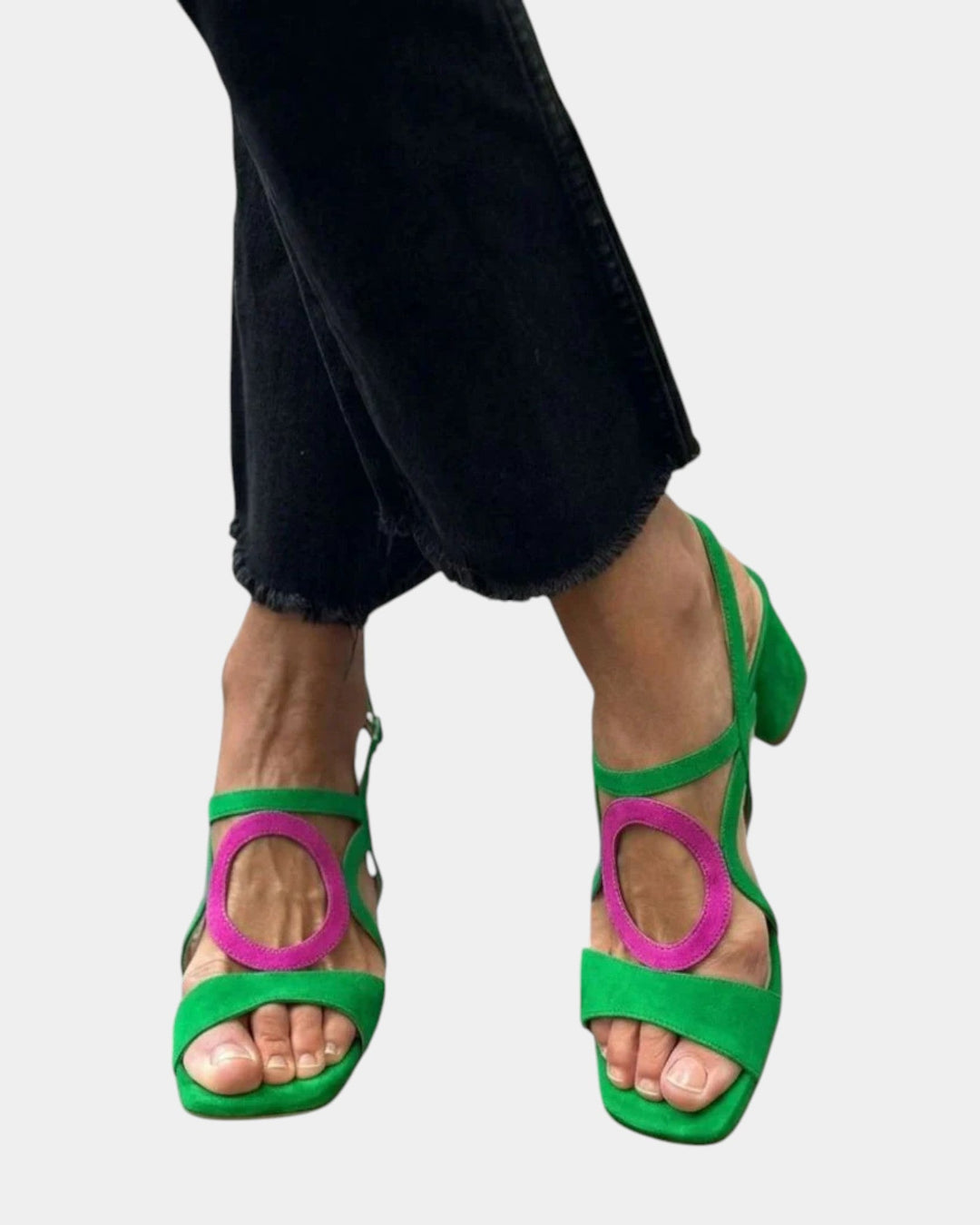Florette - Stroppede sandaler med blokhæl og udskæringer