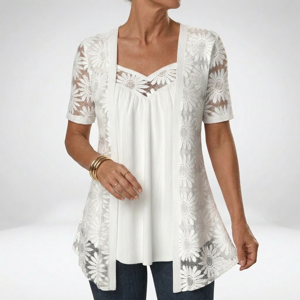 Lucette - Elegant bluse med blondedetaljer