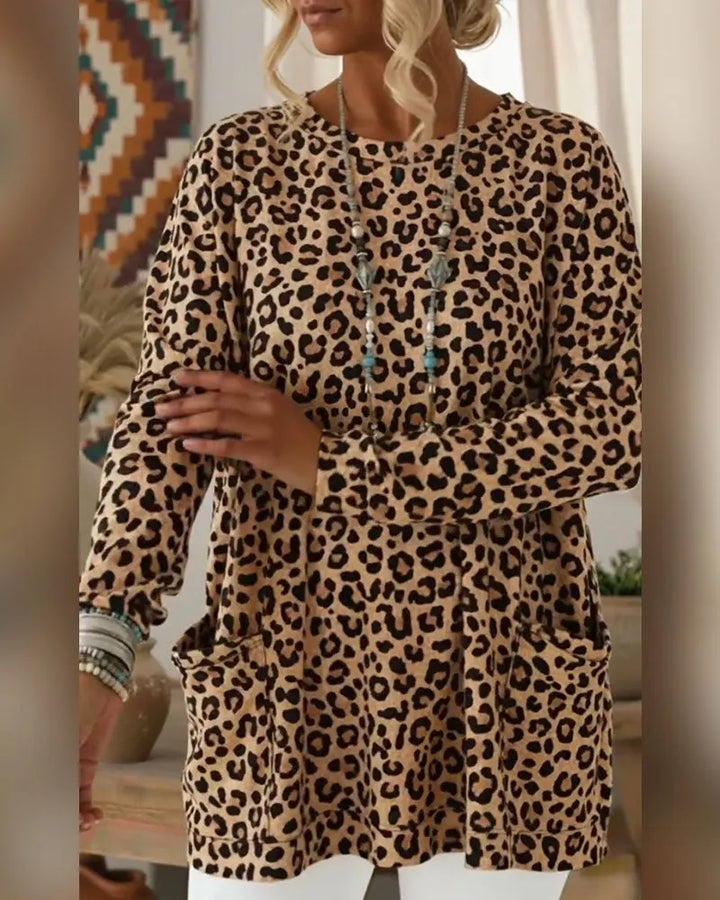 Primelia - Blød leopardmønstret langærmet top