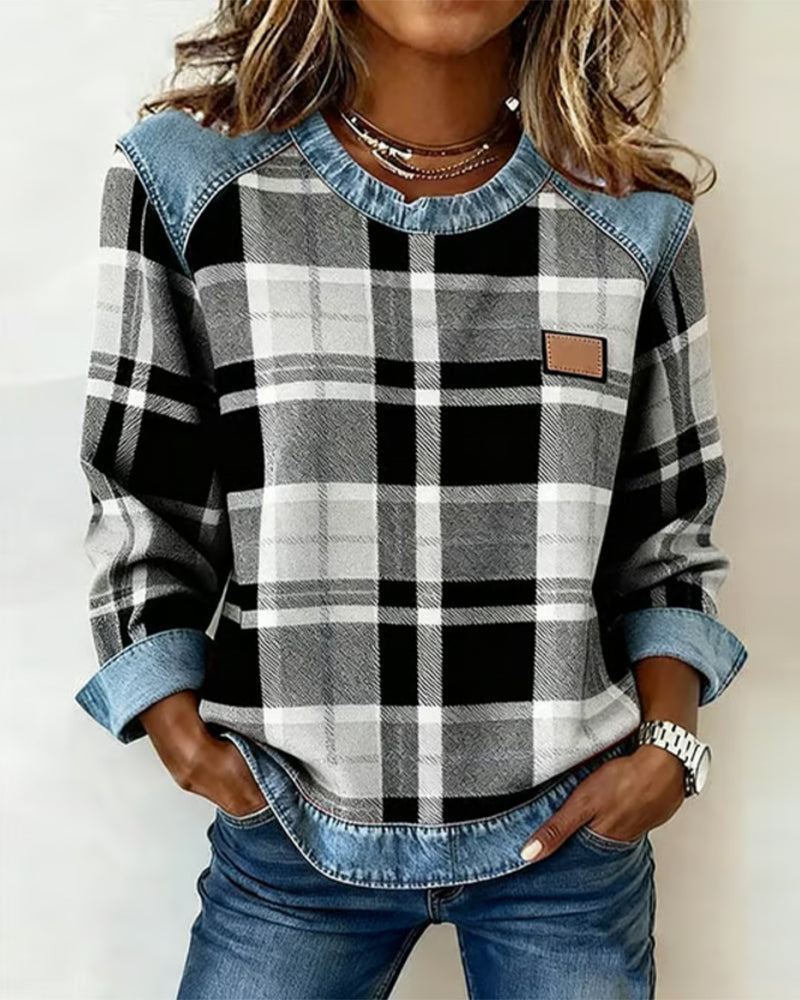 Adair - Afslappet ternet rundhalset sweatshirt