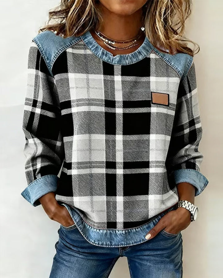 Adair - Afslappet ternet rundhalset sweatshirt