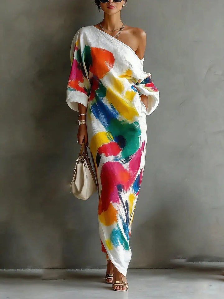 Adoressa - Skulpturel one-shoulder maxikjole
