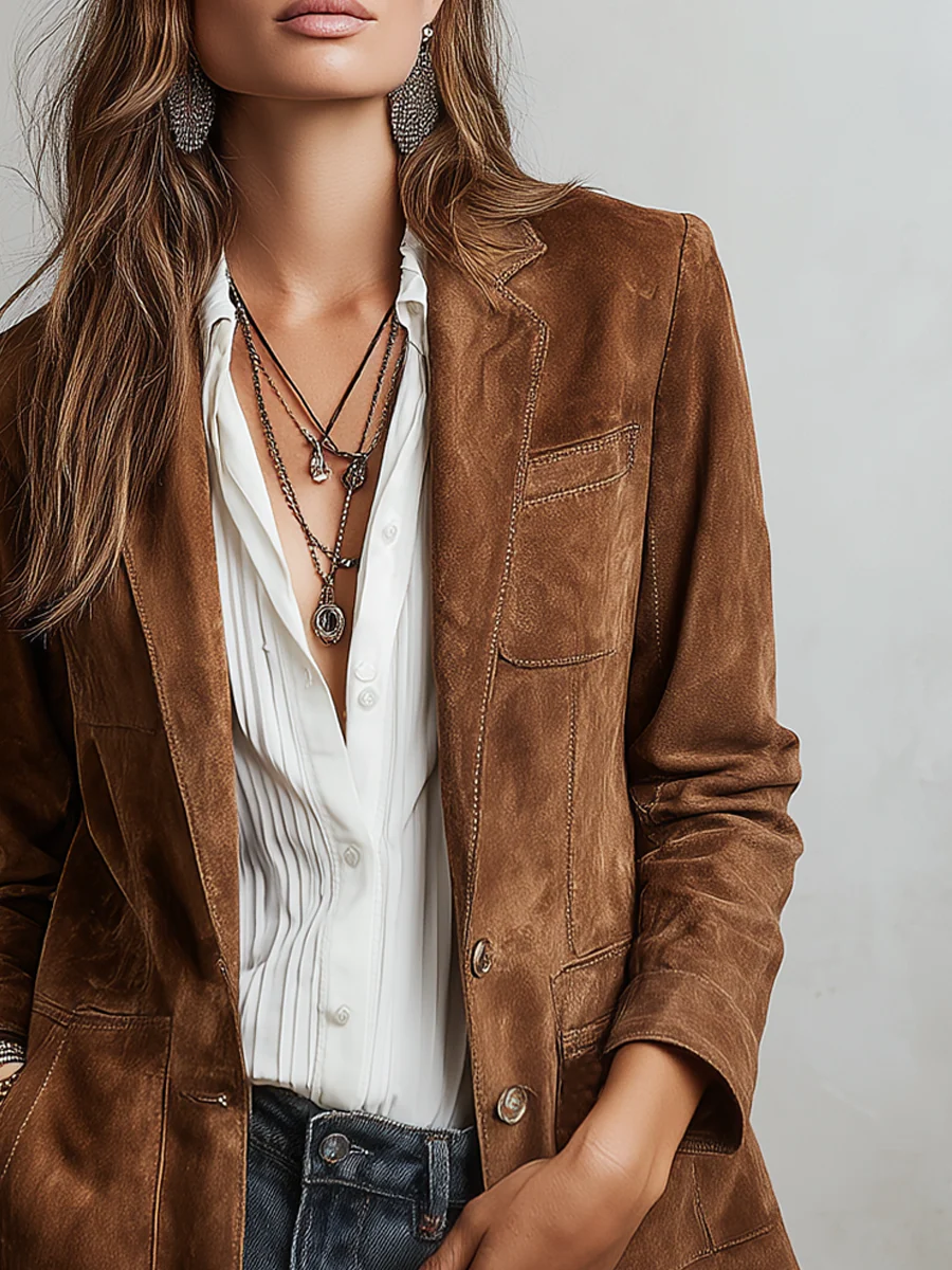 Mirevalle - Skræddersyet vintage ruskindsblazer