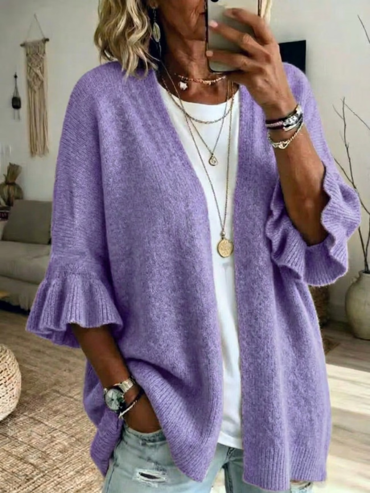 Acelynn - Soft touch cardigan med flæseærmer